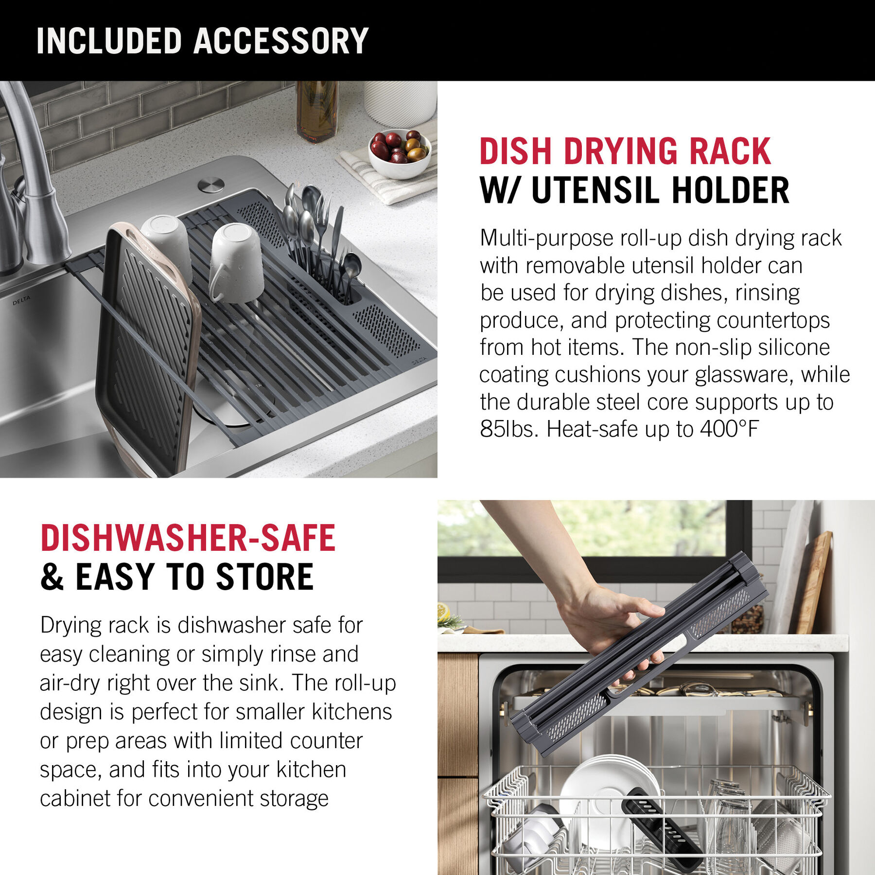 33” Workstation Drop-In Top Mount Double Bowl 16 Gauge Stainless Steel Kitchen Sink with WorkFlow™ Ledge and Accessories, image 2